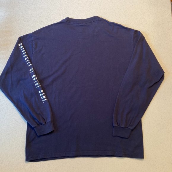 Notre Dame Navy Long Sleeve T Shirt Size M Unisex - Picture 6 of 11